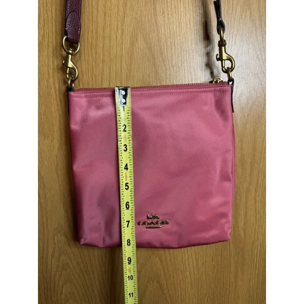 COACH Cargo Crossbody Bag Colorblock Nylon Pink Burgundy Style No 945